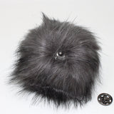 Faux fox (long hair) pom pom in grey (back)