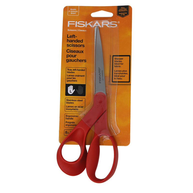 Fiskars 1294508697wj Left-Hand 8 inch Bent-left, Stainless Steel - Orange, Red