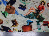 Girls Gone Fishing - 44/45'' - 100% cotton