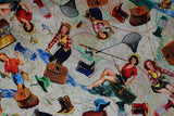 Girls Gone Fishing - 44/45'' - 100% cotton