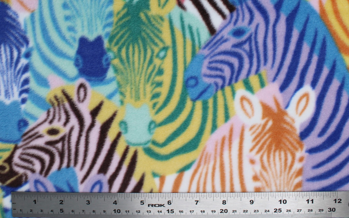 Stacked Zebras Fleece Print 60" 100 polyester Len's Mill