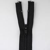 23cm light weight closed end zipper in black half zipped