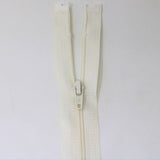 23cm light weight one way separating zipper in snow white half zipped