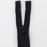 50cm light weight one way separating zipper in black half zipped