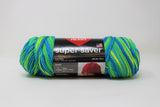 Ball of yarn in banana berry (yellow, lime green, light and medium blue colourway)