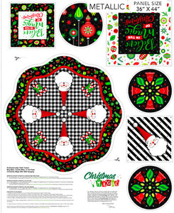 Group swatch assorted Christmas Magic themed fabrics in various styles/colours