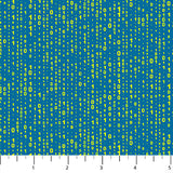 Square swatch Numbers fabric (medium blue fabric with vertical lines of numbers-0s and 1s-in lime green allover)