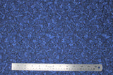 Flat swatch accent on flowers printed fabric (medium blue fabric with busy floral and butterflies collage print in similar blues)