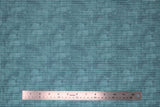 Flat swatch homemade themed printed fabric in dots (white dots on multi-blue)