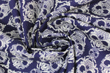 Swirled swatch skull printed fabric in ornamental skulls (decorative swirly skull design)