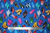 Flat swatch Shoes Blue fabric (blue fabric with tossed cleats allover in various colours)