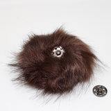 Faux fox (long hair) pom pom in brown (back)