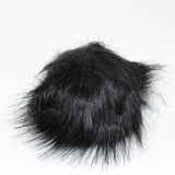 Faux fox (long hair) pom pom in black (front)