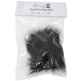 Faux fox (long hair) pom poms in packaging (black)