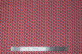 Flat swatch licensed Avengers (Marvel) doodle style fabrics in patriotic CA shield (Captain America shields overlay)