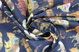 Swirled swatch Animals fabric (black fabric with moose, deer and bear silhouettes with plaid or nature scenes within)