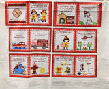 Full panel swatch - Fire Fighter Panel (45" x 35") (creates red firefighter book with cartoon/kid style graphics)