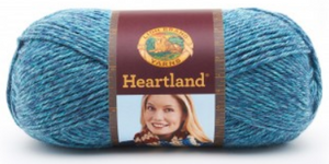 Ball of Lion Brand Heartland in colourway Glacier Bay (heathered bright, light blue)