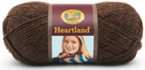 Ball of Lion Brand Heartland in colourway Sequoia (heathered rich brown)