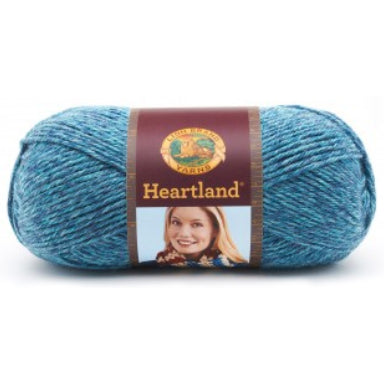 Ball of Lion Brand Heartland in colourway Glacier Bay (heathered bright, light blue)