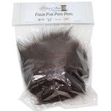 Faux fox (long hair) pom pom in packaging (brown)
