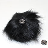 Faux fox (long hair) pom pom in black (back)