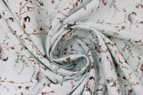 Swirled swatch Bird fabric (white fabric with lines of brown branches allover with small white floral and white birds - some black in head on branches)