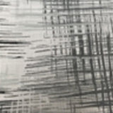 Square swatch weathered look/print upholstery fabric in shade white base (white fabric with greys and black distressing lines)