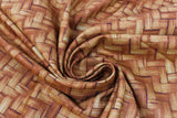 Swirled swatch Brown Braid fabric (bamboo look chevron style basket weave allover print fabric)