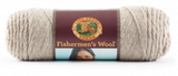A ball of Lion Brand Fisherman's Wool in colourway Oatmeal (heathered light taupe)