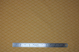 Flat swatch orange fret fabric (pale medium orange with white geometric outline pattern with linked/hexagon/honey comb style print allover)