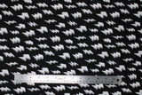 Flat swatch white fabric (black fabric with tossed white 3D drawing style lightning bolts)