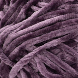 Swatch of Bernat Velvet yarn in shade prince (dark purple)