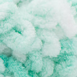 White and Mint swatch of Bernat Alize Blanket EZ looped yarn