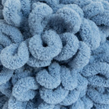 Country Blue swatch of Bernat Alize Blanket EZ looped yarn