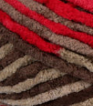 Raspberry Trifle (red, brown, taupe) swatch of Bernat Blanket