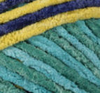 Dorset (navy, yellow, turquoise) swatch of Bernat Blanket