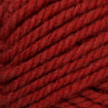 Swatch of Bernat Softee Chunky yarn in shade redwood (dark faded red)
