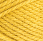 Swatch of Bernat Softee Chunky yarn in shade glowing gold (bright yellow)
