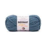 A ball of Bernat Softee Chunky yarn in shade Denim (light medium blue)