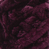 Bernat Velvet Plus yarn swatch in shade Burgundy Plum (deep purple)
