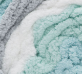 Seaglass (teal, grey, white) swatch of Bernat Baby Blanket Stripes