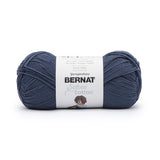A ball of Bernat Softee Cotton yarn in shade Seaside Blue (dark faded blue)