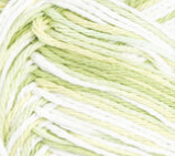 Key Lime Pie (light spring green, pale yellow, white) variegated swatch of Bernat Handicrafter Cotton