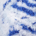 Swatch of Bernat Pipsqueak bulky snuggly texture yarn in shade blue jean swirl (white and blue colourway)
