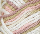 Tumbleweed (light olive green, light pink, light mauve, white) variegated swatch of Bernat Handicrafter Cotton