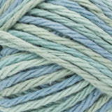 Waterfront Ombre (light blue, light green, light yellow-green) variegated swatch of Bernat Handicrafter Cotton