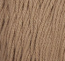 Swatch of Bernat Super Value yarn in shade honey (pale tan)