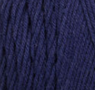 Swatch of Bernat Super Value yarn in shade denim heather (dark blue with heathered effect)