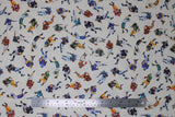 Flat swatch players white fabric (white fabric with small tossed full colour football players in various coloured uniforms/positions, etc.)